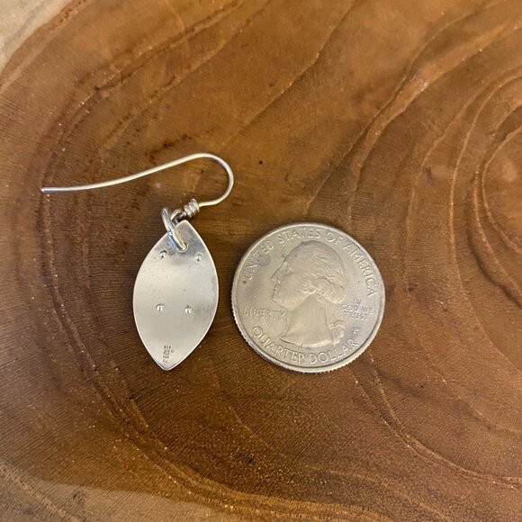 SINGLE Retired James Avery Hammered Leaf Dangle Earring, Sterling Silver & Coppe - Picture 2 of 2